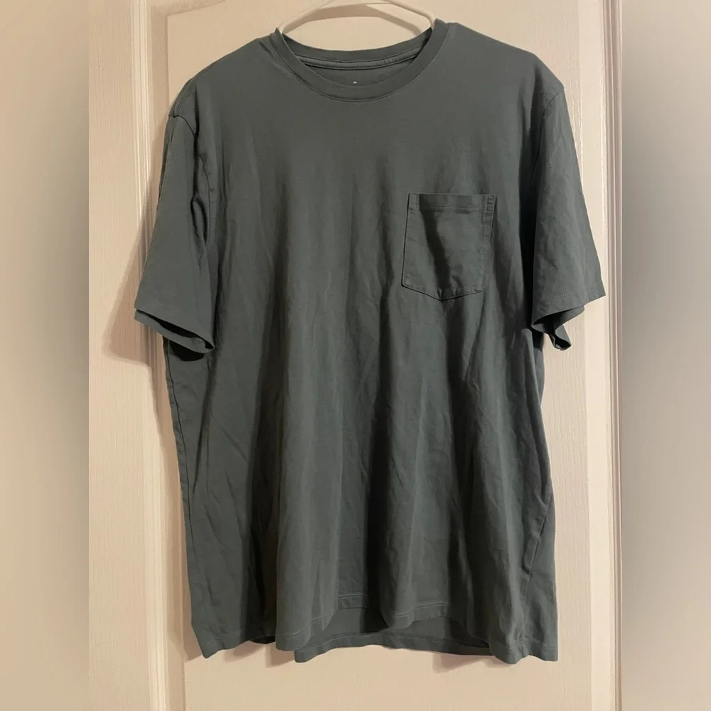 Everlane Mens Organic Cotton Pocket T-Shirt Slate Blue Grey XL Short Sleeve Tee - Picture 1 of 5